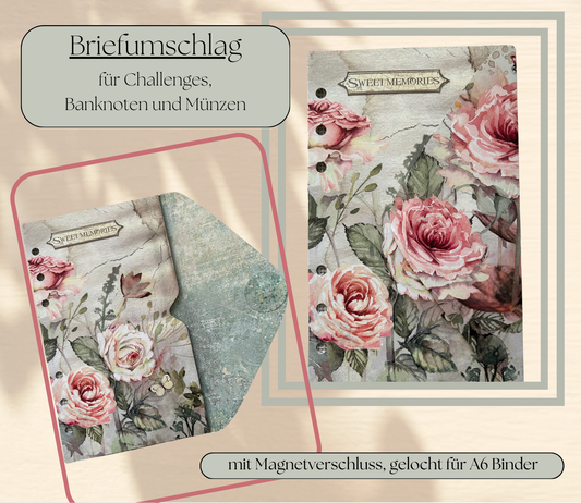 Challenge-Brieftasche "Sweet Memories" gelocht für A6 Binder