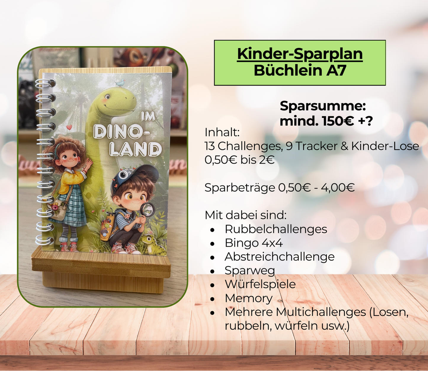 Sparplan für Kinder „im Dinoland“, A7, Spiralbindung