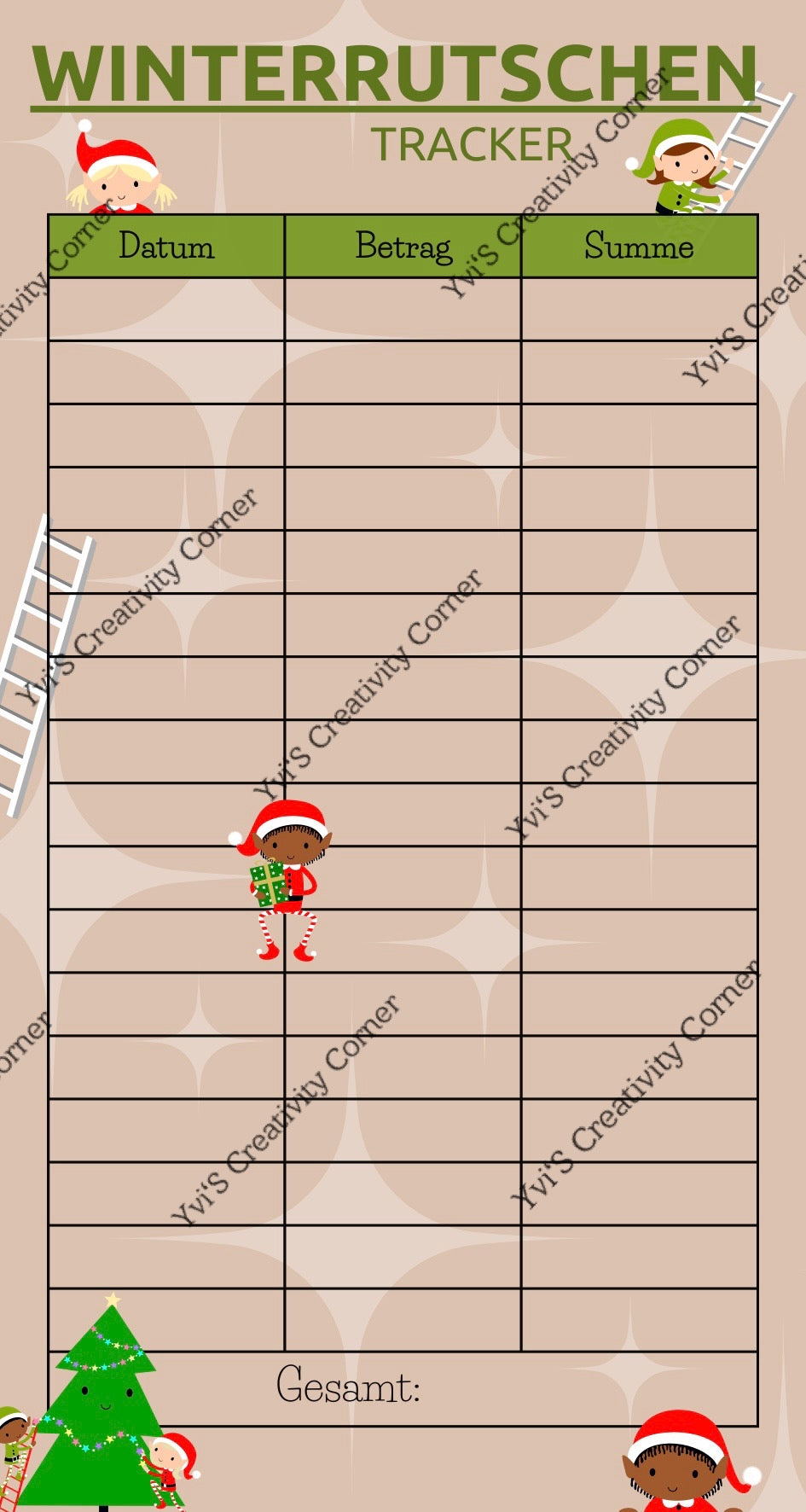 Sparspiel "Winterrutschen" inkl. passendem Tracker, Würfel und Spielfigur, A6, Papier 250g