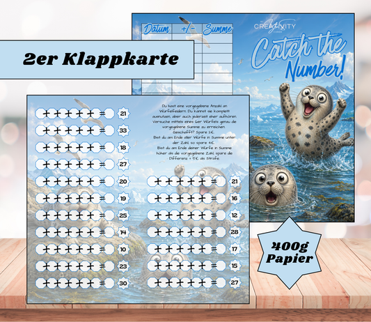 Sparchallenge „Catch the Number" Zweier-Klappkarte, A6, 400g Papier