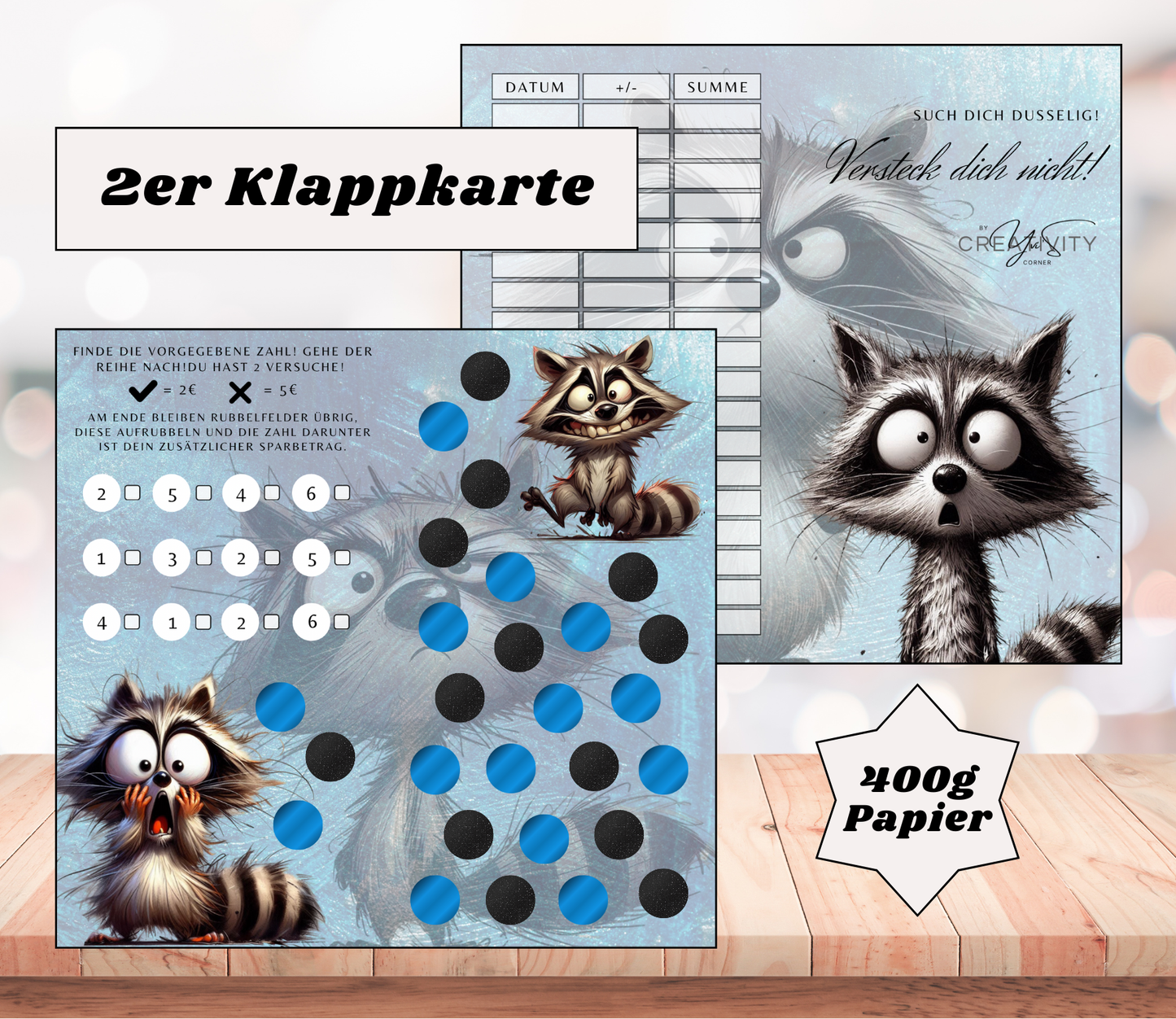 Sparchallenge „Versteck dich nicht" Zweier-Klappkarte, A6, 400g Papier
