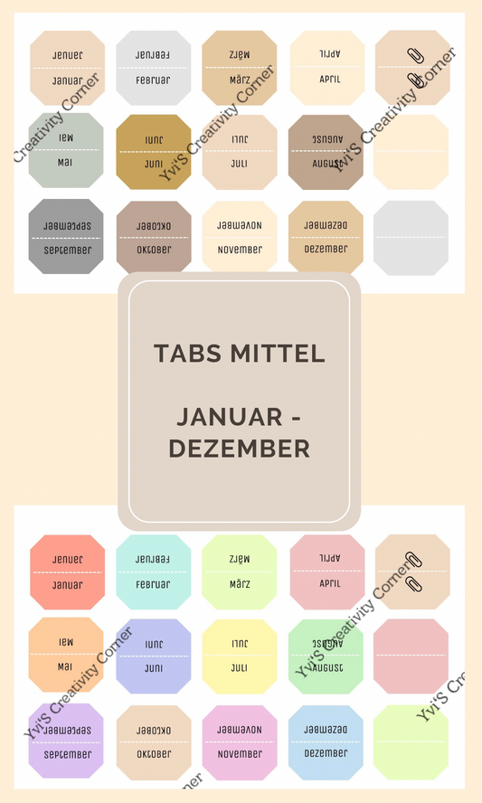 Sticker Tabs Januar - Dezember mittel (PS10)