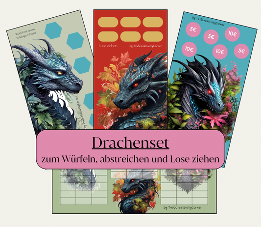 Sparchallenge-Set "Drachenset" mit Tracker und 10-seitigem Würfel, A6, Papier 250g