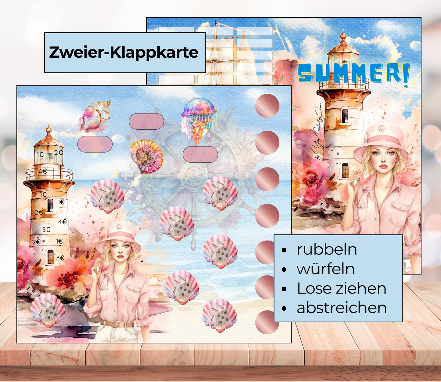 Sparchallenge "Summer" Zweier-Klappkarte, A6, Papier 250g