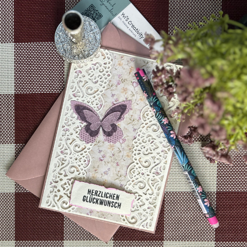 DIY-Klappkarte "Herzlichen Glückwunsch" 🌸 Sag’s mit Herz – und Schmetterling! 🦋