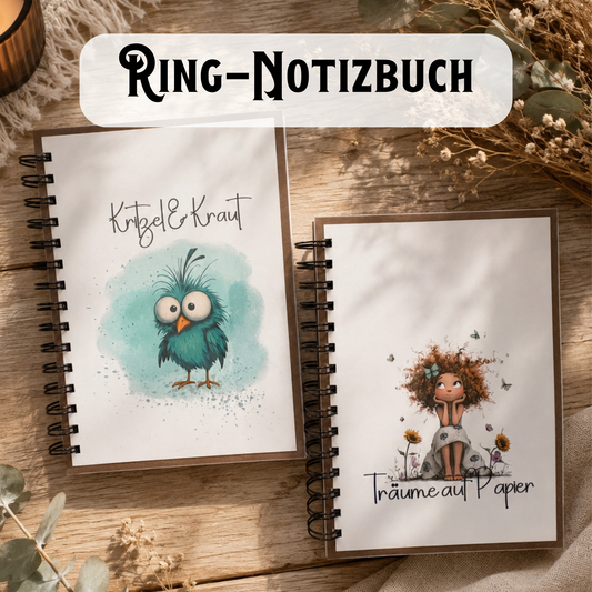 Liebevoll gestaltetes Ringbuch / Notizbuch im Format ca. A5