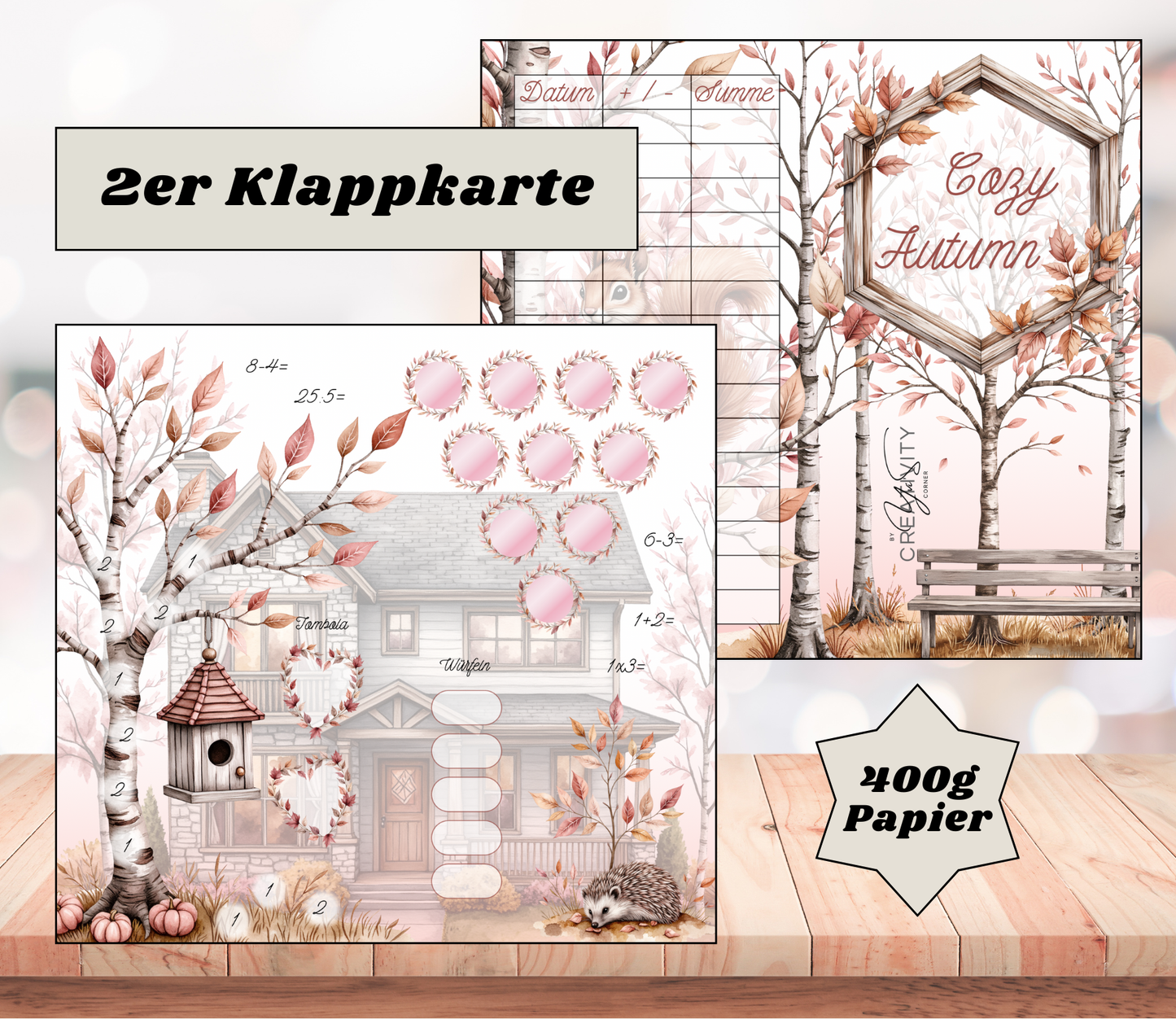 Sparchallenge "Cozy Autumn" Zweier-Klappkarte, A6, 400g Papier