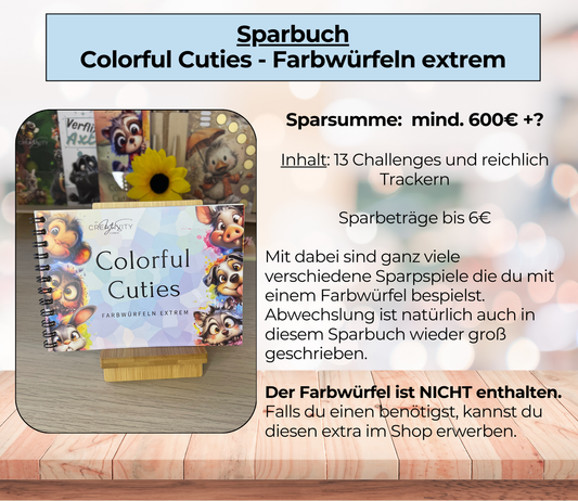 Sparplan „Colorful Cuties - Farbwürfeln extrem“, A6, Spiralbindung