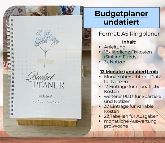 Budgetplaner undatiert „neutral“, A5, Spiralbindung