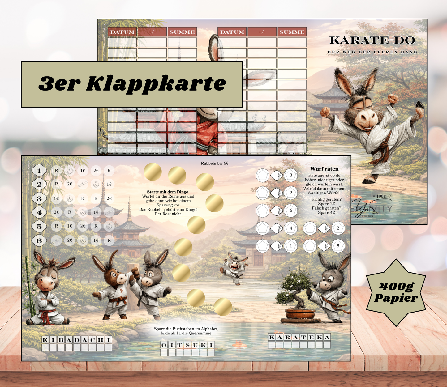 Sparchallenge „Karate Do" Triple-Klappkarte, A6, 400g Papier