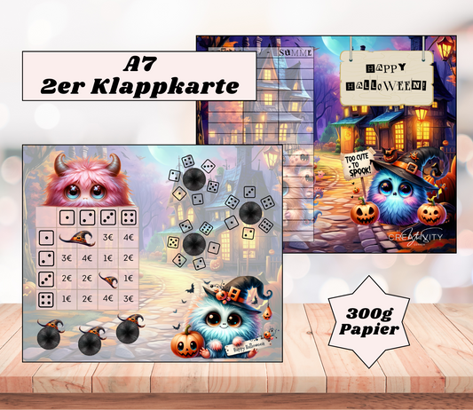 A7 2er-Klappkarte „Happy Halloween Monster"