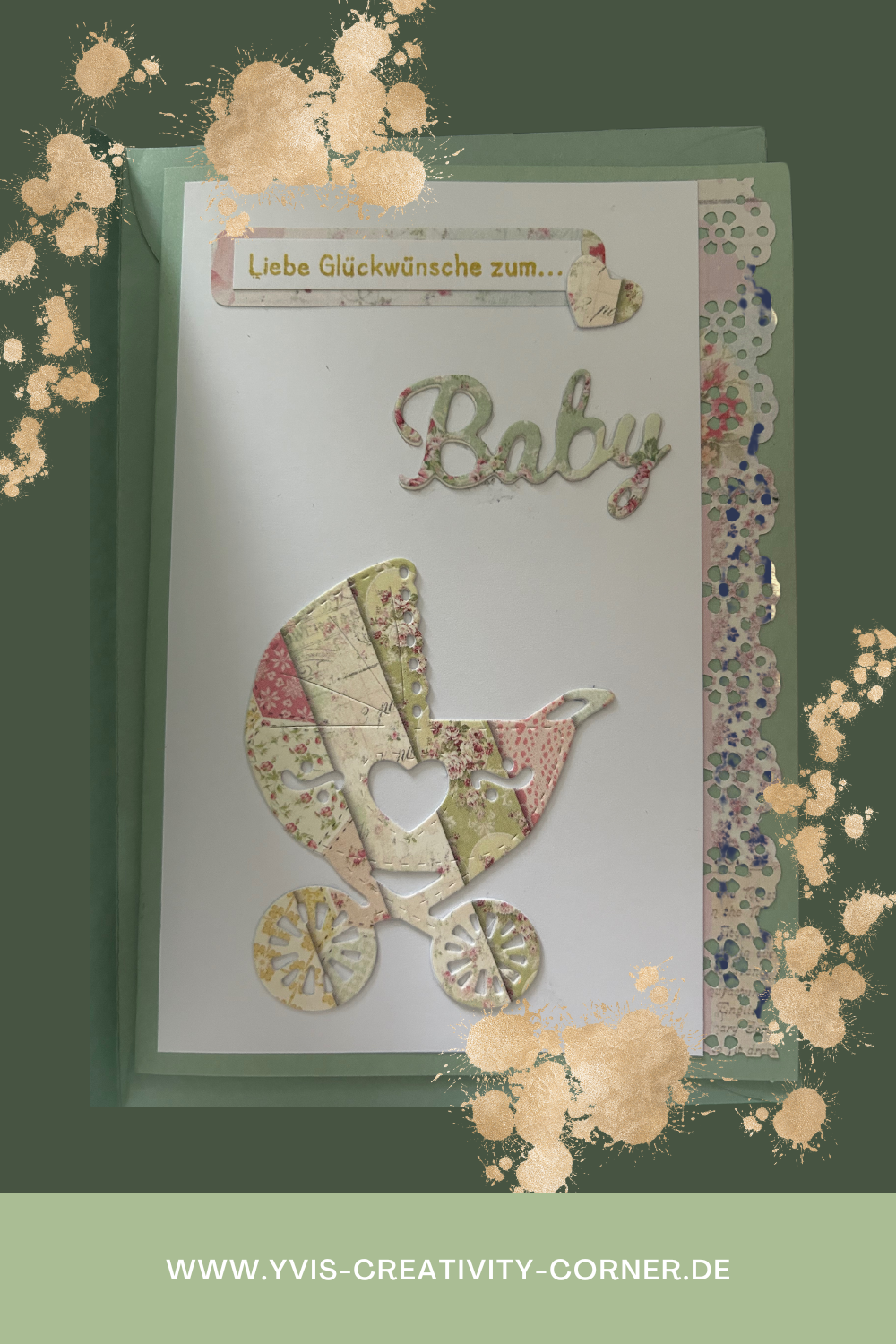 Glückwunschkarte "Liebe Glückwünsche zum ... Baby" Kinderwagen - 2. Wahl