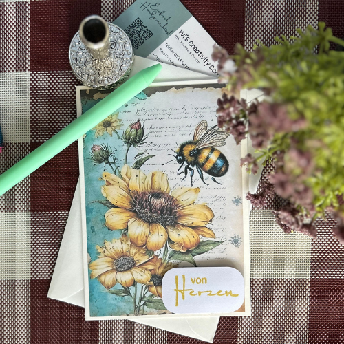 DIY-Klappkarte "von Herzen" 🌻Direkt ins Herz – mit Summen und Sonnenstrahlen! 🐝