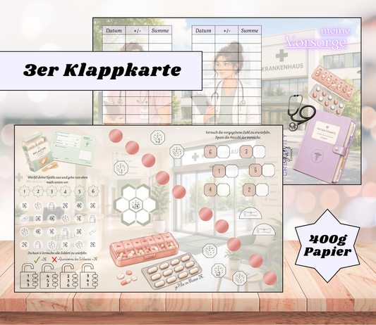 Sparchallenge "meine Vorsorge" Triple-Klappkarte, A6, 400g Papier