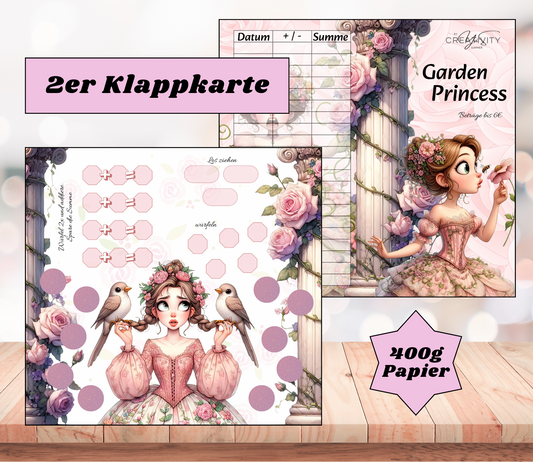 Sparchallenge "Garden Princess" Zweier-Klappkarte, A6, 400g Papier