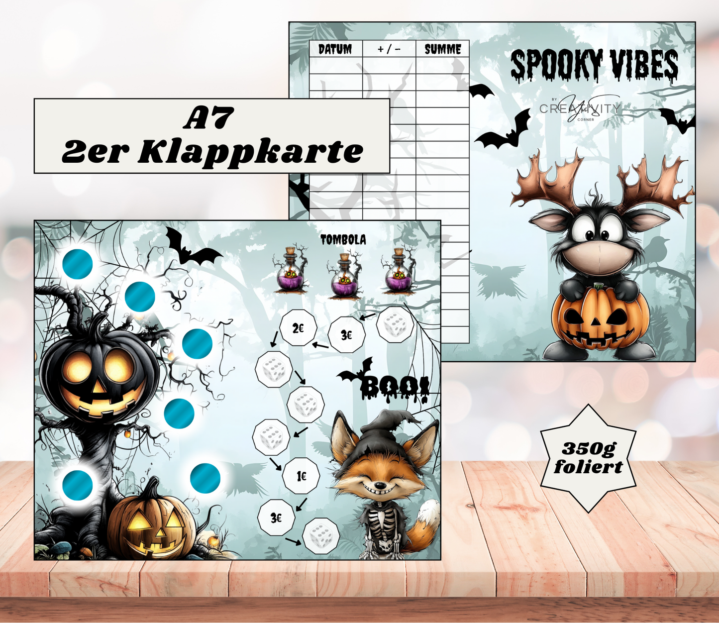 A7 2er-Klappkarte „Spooky Vibe", foliert