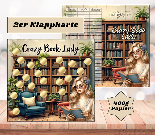 Sparchallenge "Crazy Booklady" Zweier-Klappkarte, A6