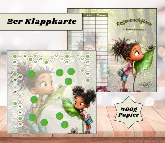 Sparchallenge „Regennachglanz" Zweier-Klappkarte, A6, 400g Papier