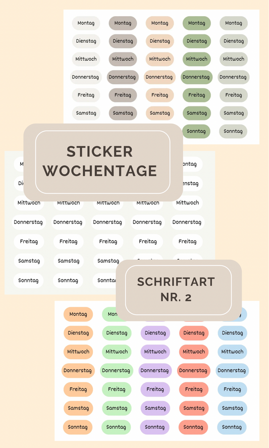 Sticker Wochentage - Schriftart 2 (SW2)