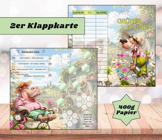 Sparchallenge „grüner Daumen" Zweier-Klappkarte, A6, 400g Papier