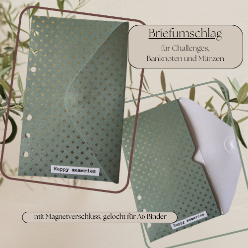 Challenge-Brieftasche "Happy memories" gelocht für A6 Binder