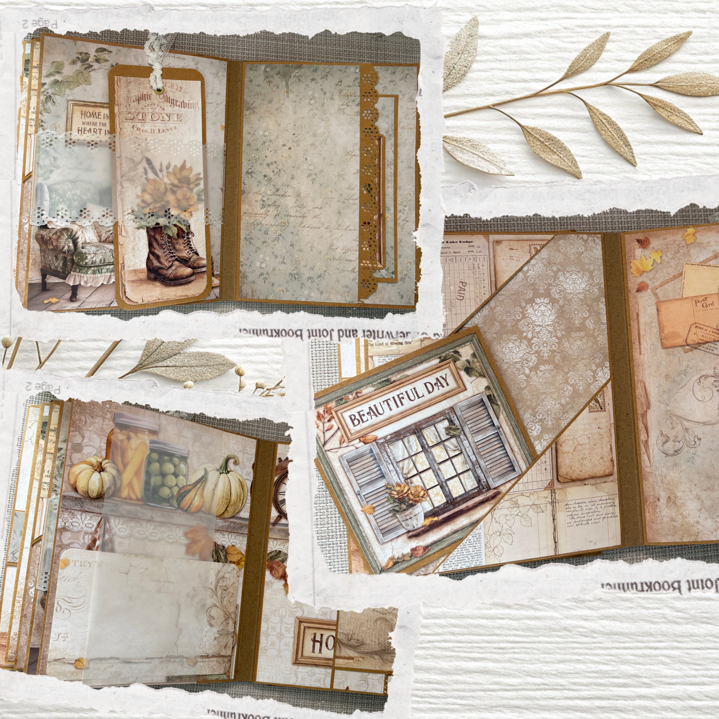 ✨ Halte deine Magie fest: Handgefertigtes Scrapbooking-Album im Vintage-Look „Harmony“ ✨