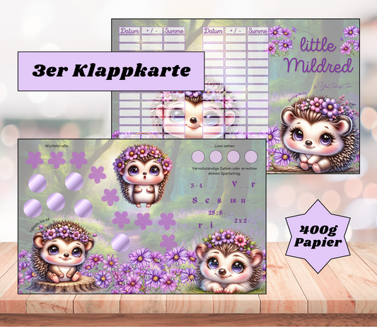 Sparchallenge "Little Mildred" Triple-Klappkarte, A6, 400g Papier