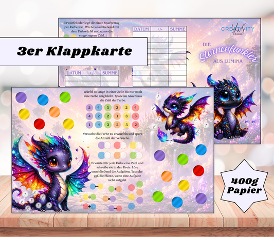 Sparchallenge "die Sternenfunkler aus Lumina" Triple-Klappkarte, A6, 400g Papier
