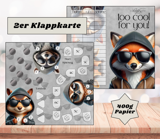 Sparchallenge "too cool for you" Zweier-Klappkarte, A6, 400g Papier