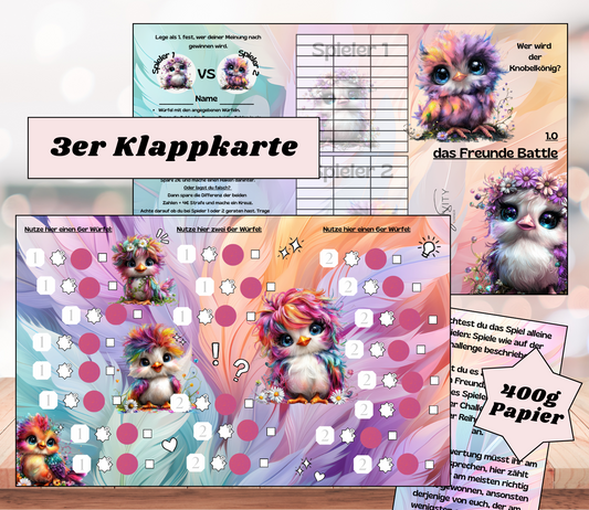 Sparchallenge "das Freunde Battle" Triple-Klappkarte, A6, 400g Papier