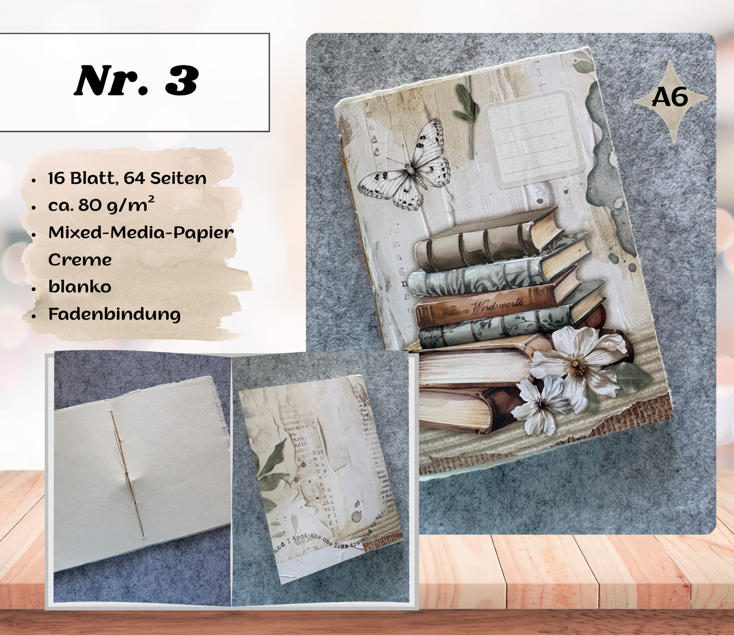 A6 Büchlein „Kleine Herzensmomente" – handgefertigtes Notizbuch, 5 Designs zur Auswahl