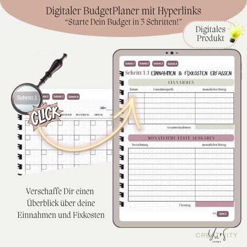 digitaler Budget Planer, undatiert, deutsch, GOODNOTES Planer, iPad Planer