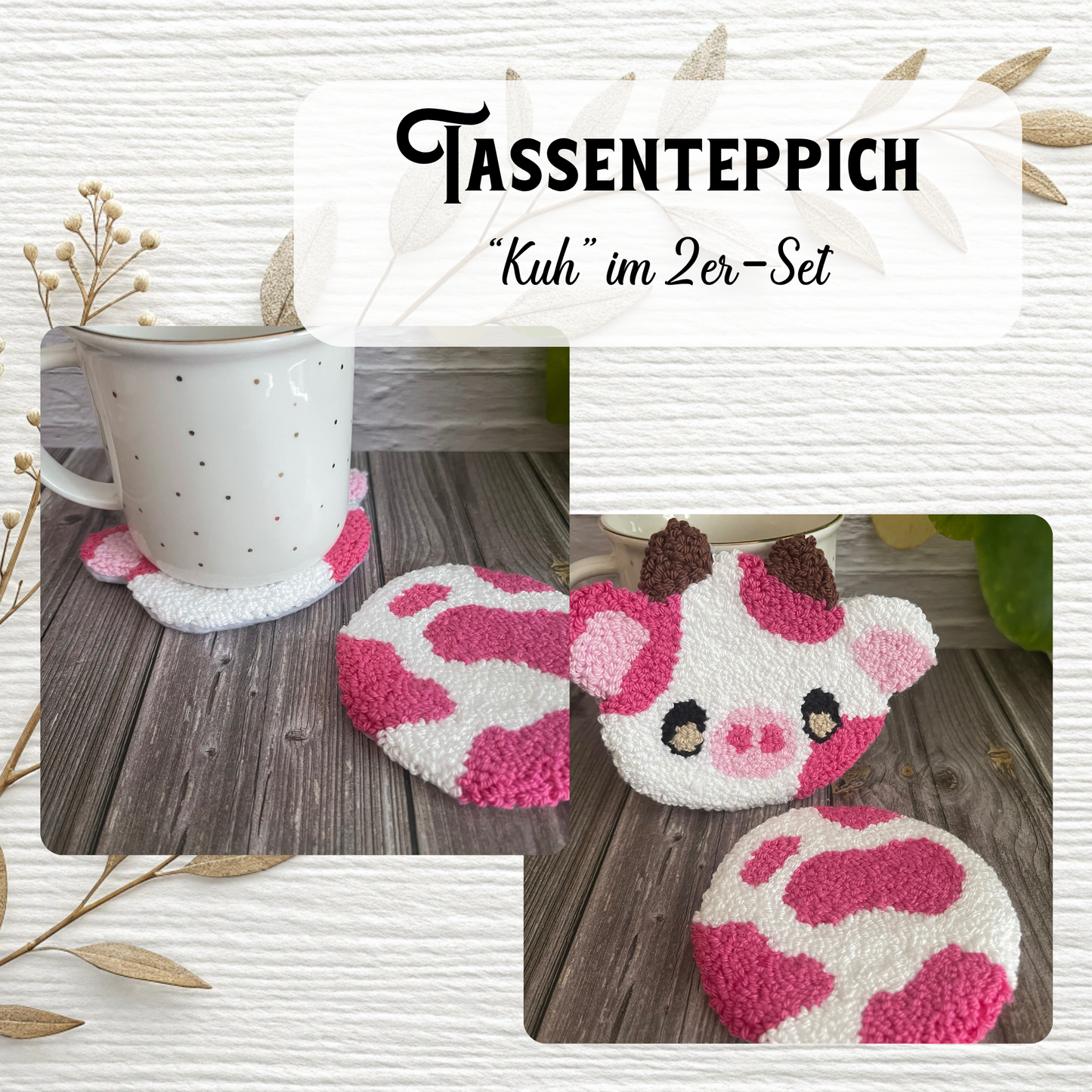 Farbenfrohe Tassenteppiche in verschiedenen Designs