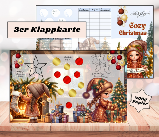 Sparchallenge "Cozy Christmas" Triple-Klappkarte, A6, 400g Papier