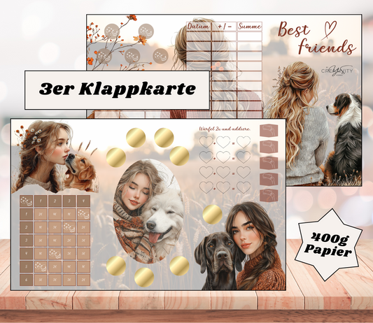 Sparchallenge "Best friends - Hund" Triple-Klappkarte, A6