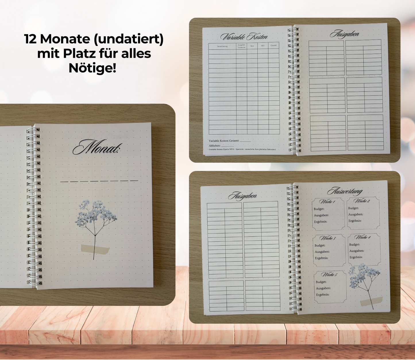 Budgetplaner undatiert „neutral“, A5, Spiralbindung