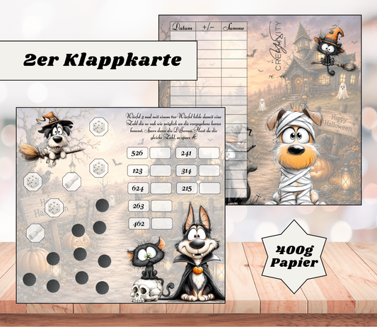 Sparchallenge „Halloween-Abend" Zweier-Klappkarte, A6, 400g Papier