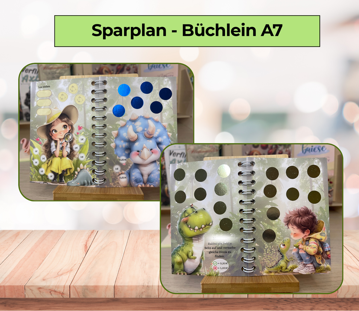 Sparbuch für Kinder „im Dinoland“, A7, Spiralbindung