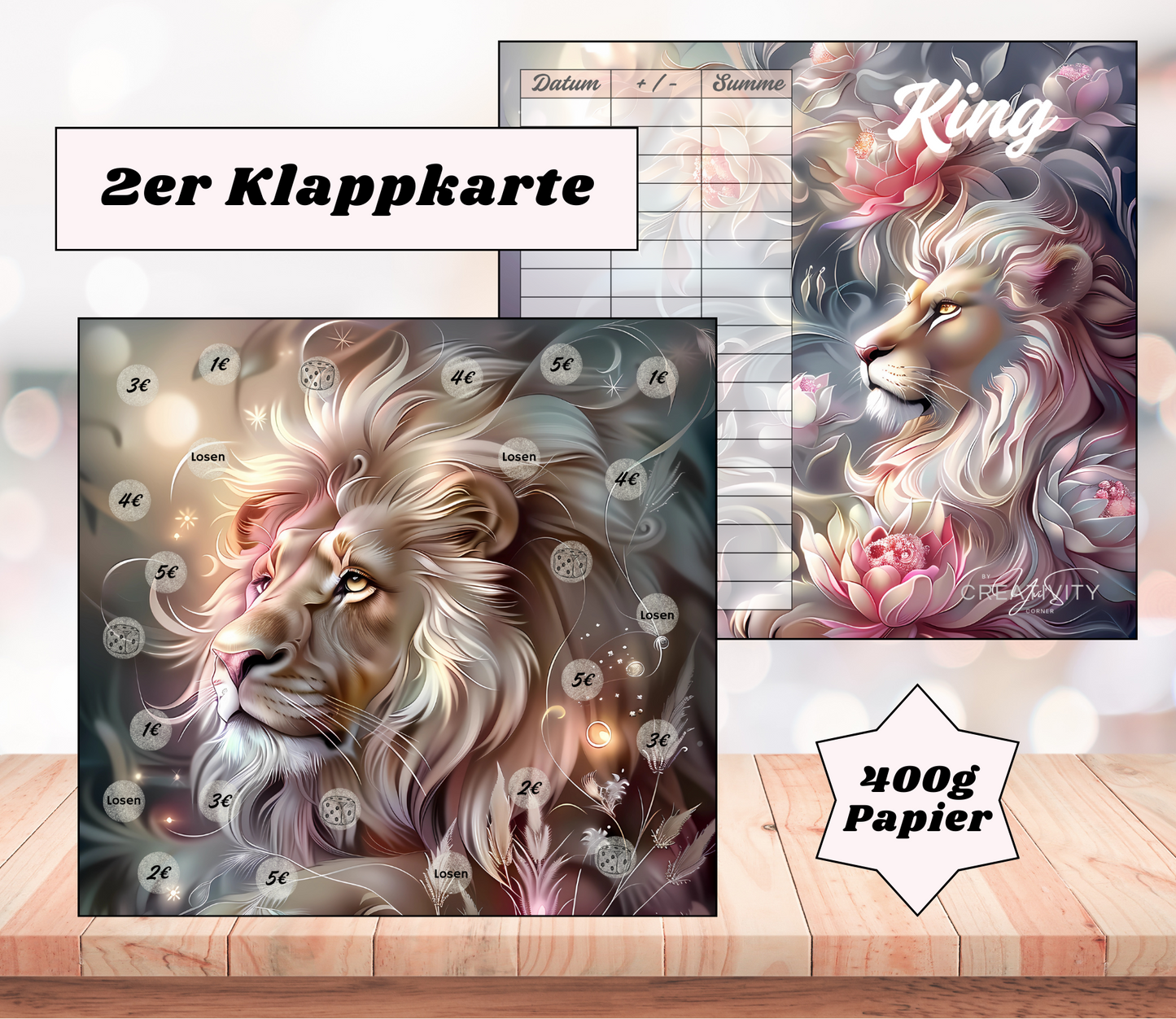 Sparchallenge "King" Zweier-Klappkarte, A6, 400g Papier