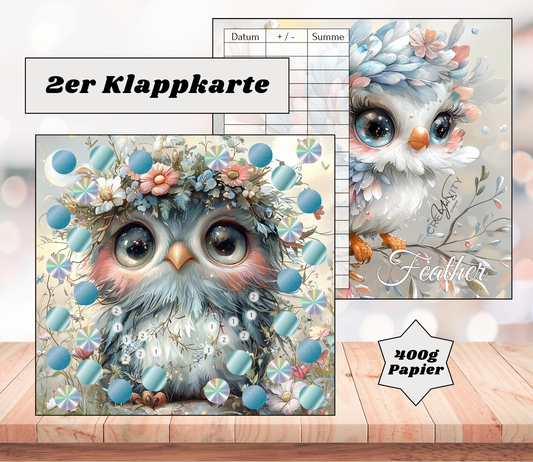 Sparchallenge "Feather" Zweier-Klappkarte, A6, 400g Papier