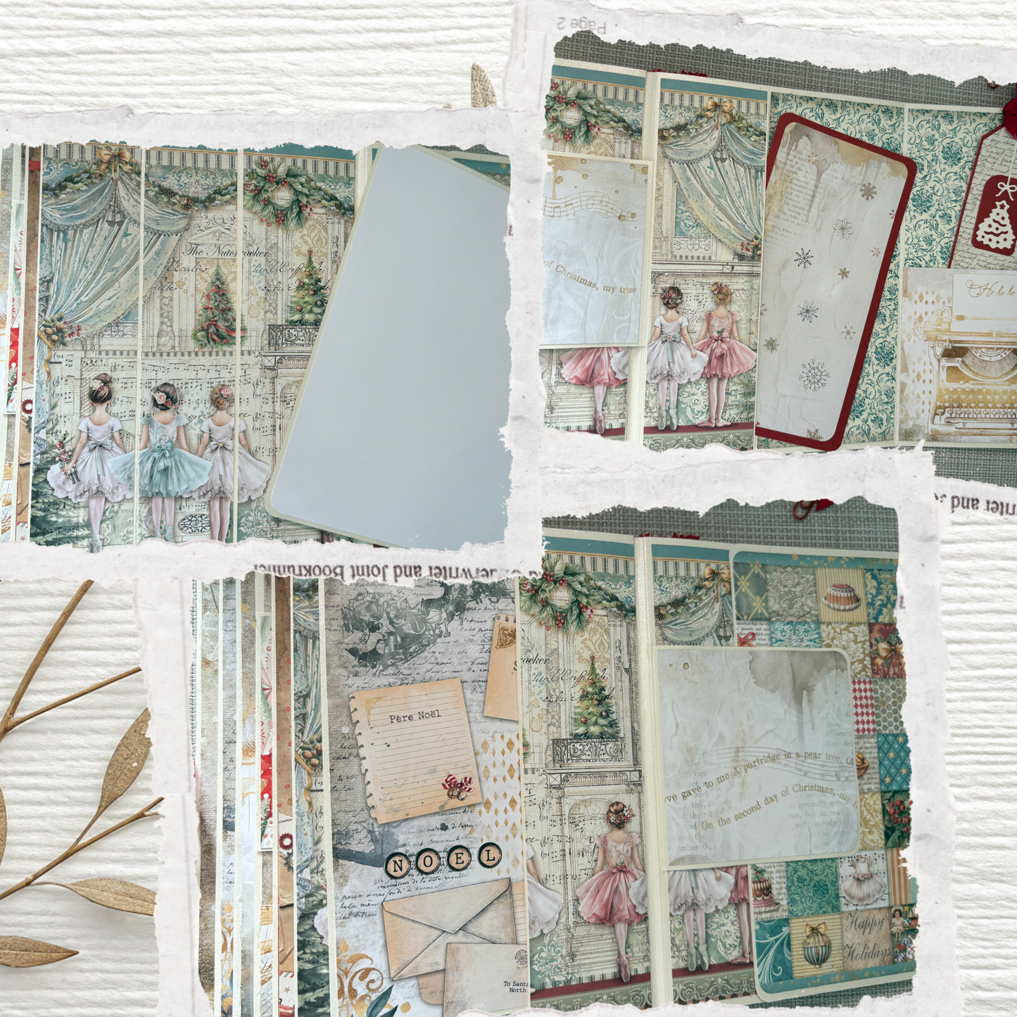 Weihnachtliches Junk Journal A5 – Handgemachtes Vintage Scrapbook in Rot mit Spitze & Nostalgie-Details