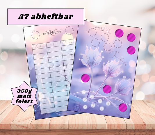 A7 Sparchallenge "Tautropfen", abheftbar matt foliert, Papier 350g