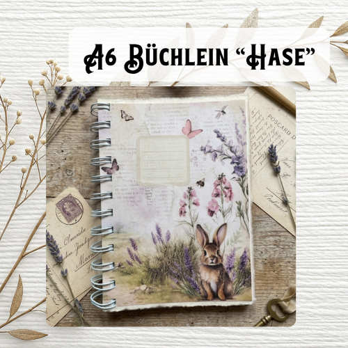 A6 Ringnotizbuch „Frühlingszauber Hase“ – Vintage Charme für deine Gedanken