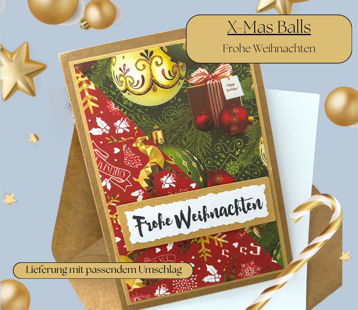 Grußkarte Frohe Weihnachten "X-Mas Balls"