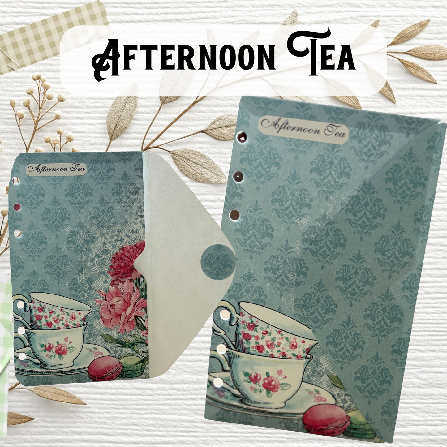 A6 Challenge-Brieftasche "Afternoon Tea" –Unikat-