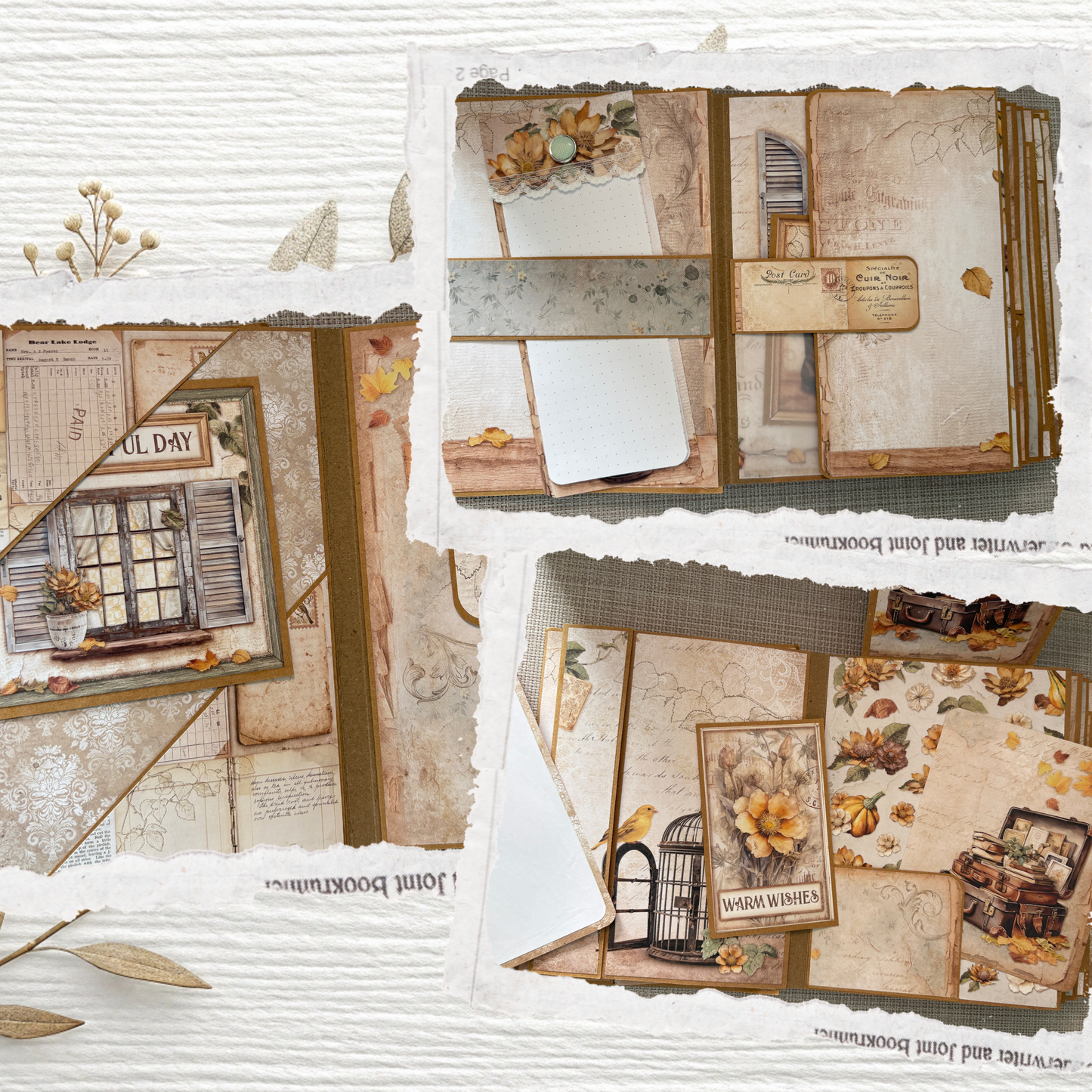 ✨ Halte deine Magie fest: Handgefertigtes Scrapbooking-Album im Vintage-Look „Harmony“ ✨