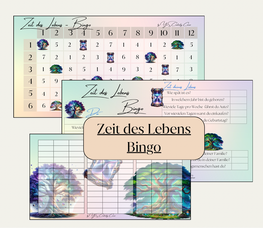 Sparchallenge "Zeit des Lebens Bingo" inkl. Würfeln und Tracker, A6, Papier 300g