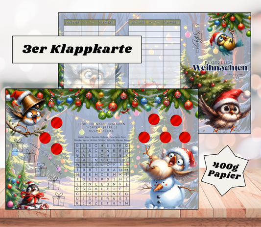 Sparchallenge "Plötzlich Weihnachten" Triple-Klappkarte, A6, 400g Papier