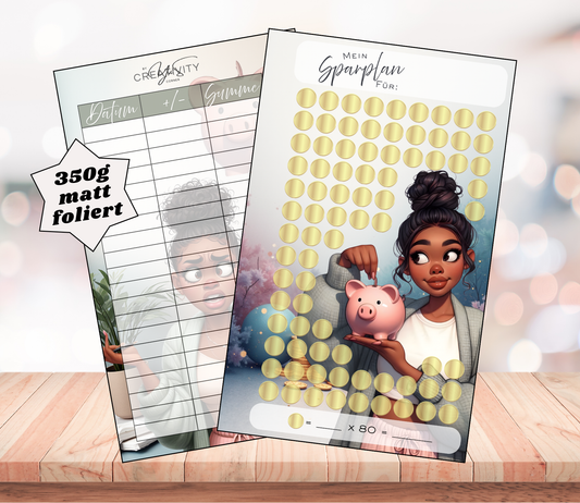 Sparchallenge "Sparplan - individualisierbar", A6, Papier 350g foliert