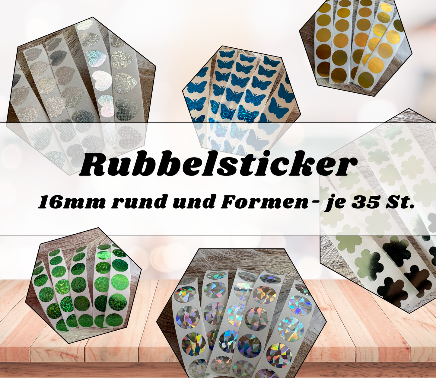 Rubbelsticker 16mm - je 35 Stück